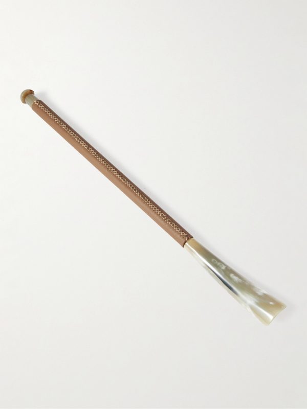 Leather and Horn Shoehorn and Stand Set - BK Leather and Horn Shoehorn and Stand Set - BK