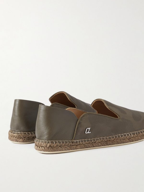 Leather-Trimmed Logo-Jacquard Canvas Espadrilles - BK Leather-Trimmed Logo-Jacquard Canvas Espadrilles - BK