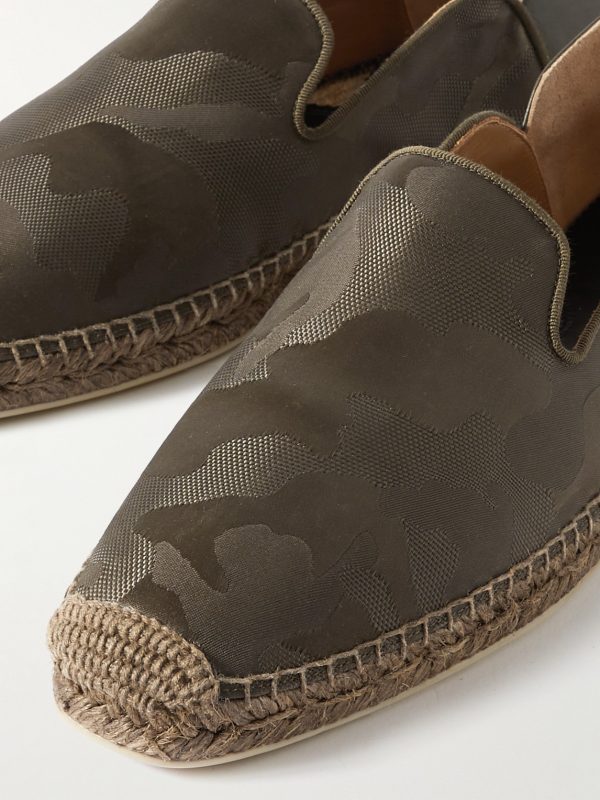 Leather-Trimmed Logo-Jacquard Canvas Espadrilles - CU Leather-Trimmed Logo-Jacquard Canvas Espadrilles - CU