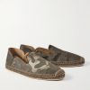Leather-Trimmed Logo-Jacquard Canvas Espadrilles - FR Leather-Trimmed Logo-Jacquard Canvas Espadrilles - FR