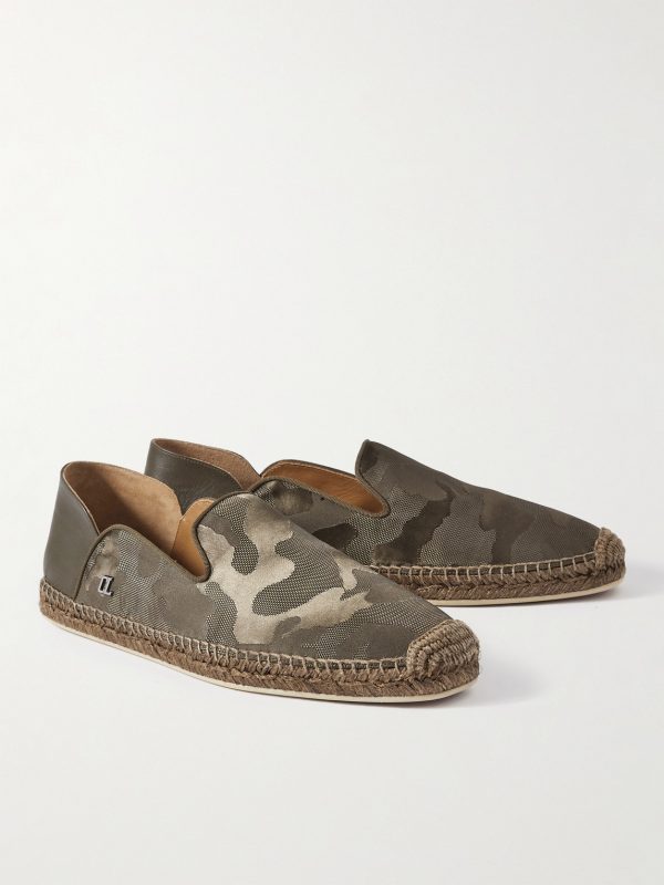 Leather-Trimmed Logo-Jacquard Canvas Espadrilles - FR Leather-Trimmed Logo-Jacquard Canvas Espadrilles - FR
