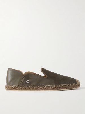 Leather-Trimmed Logo-Jacquard Canvas Espadrilles Leather-Trimmed Logo-Jacquard Canvas Espadrilles