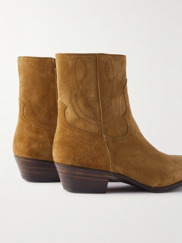 Western Embroidered Suede Boots - BK Western Embroidered Suede Boots - BK