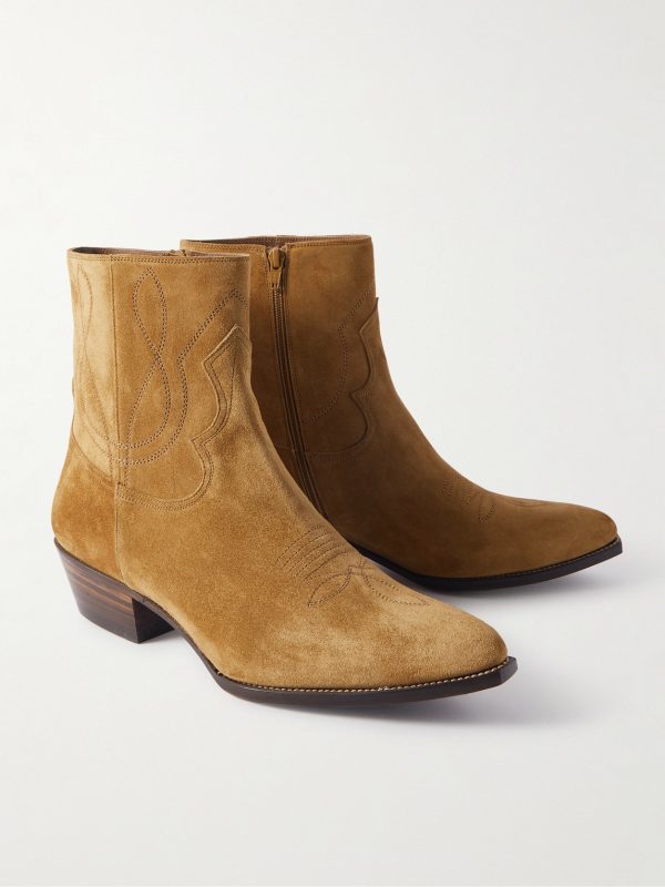 Western Embroidered Suede Boots - FR Western Embroidered Suede Boots - FR
