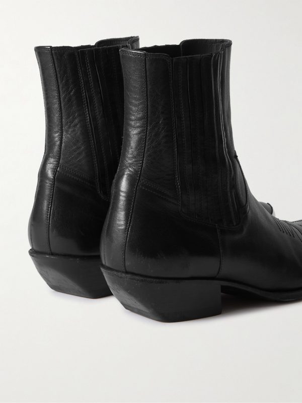 Embellished Embroidered Leather Chelsea Boots - BK Embellished Embroidered Leather Chelsea Boots - BK