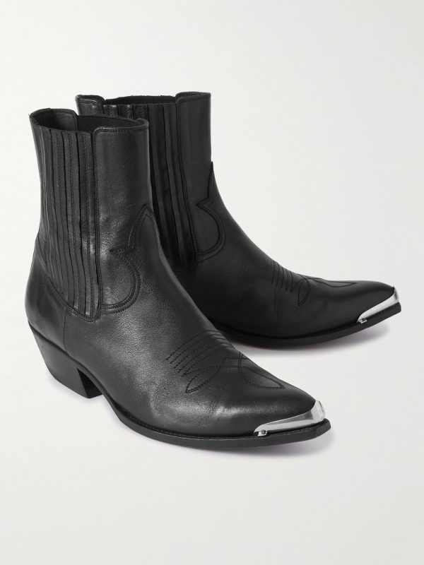 Embellished Embroidered Leather Chelsea Boots - FR Embellished Embroidered Leather Chelsea Boots - FR
