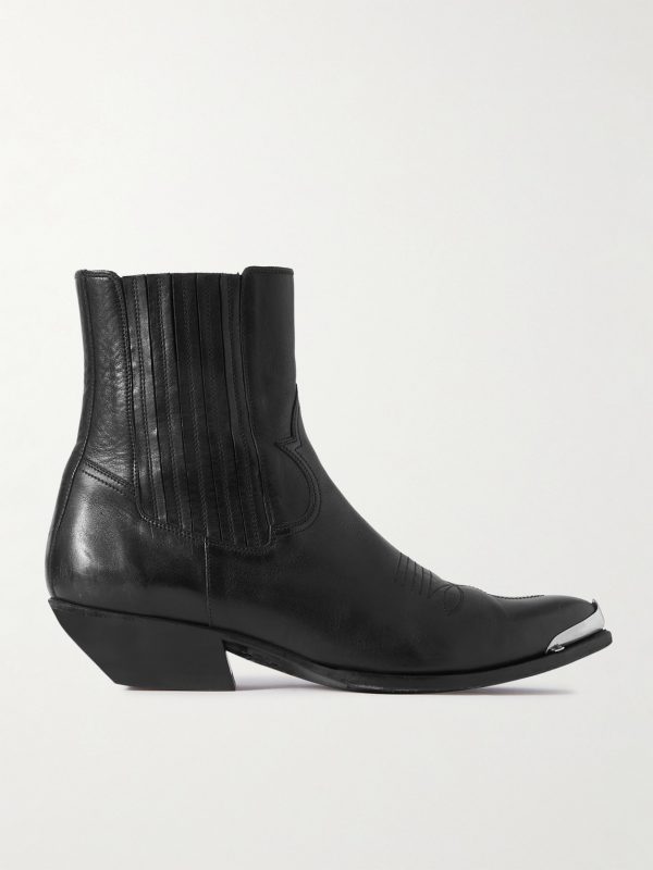 Embellished Embroidered Leather Chelsea Boots Embellished Embroidered Leather Chelsea Boots