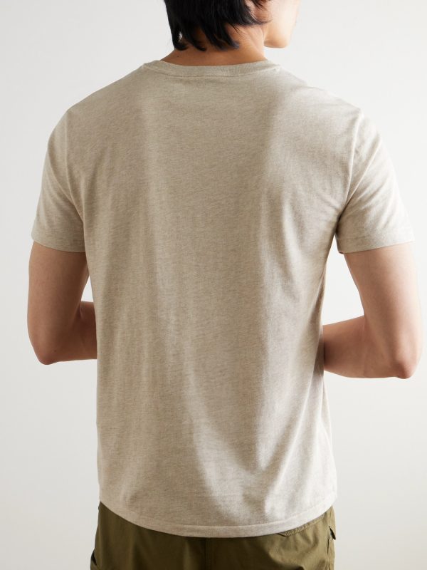 Slim-Fit Logo-Embroidered Mélange Cotton-Jersey T-Shirt - BK