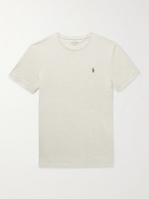 Slim-Fit Logo-Embroidered Mélange Cotton-Jersey T-Shirt Slim-Fit Logo-Embroidered Mélange Cotton-Jersey T-Shirt