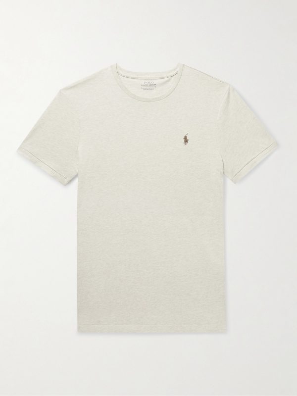 Slim-Fit Logo-Embroidered Mélange Cotton-Jersey T-Shirt
