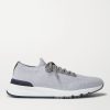 Leather-Trimmed Stretch-Knit Sneakers Leather-Trimmed Stretch-Knit Sneakers