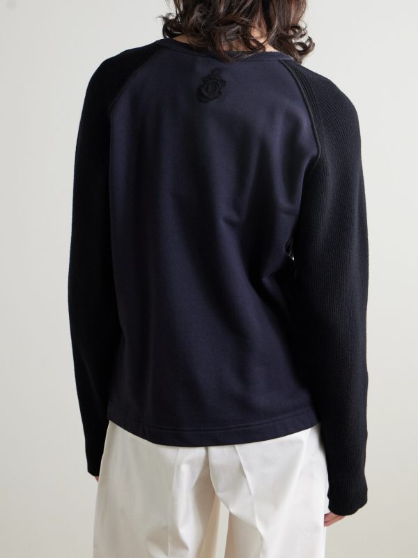 1 Moncler JW Anderson Logo-Embroidered Virgin Wool and Loopback Cotton-Jersey Sweatshirt - BK