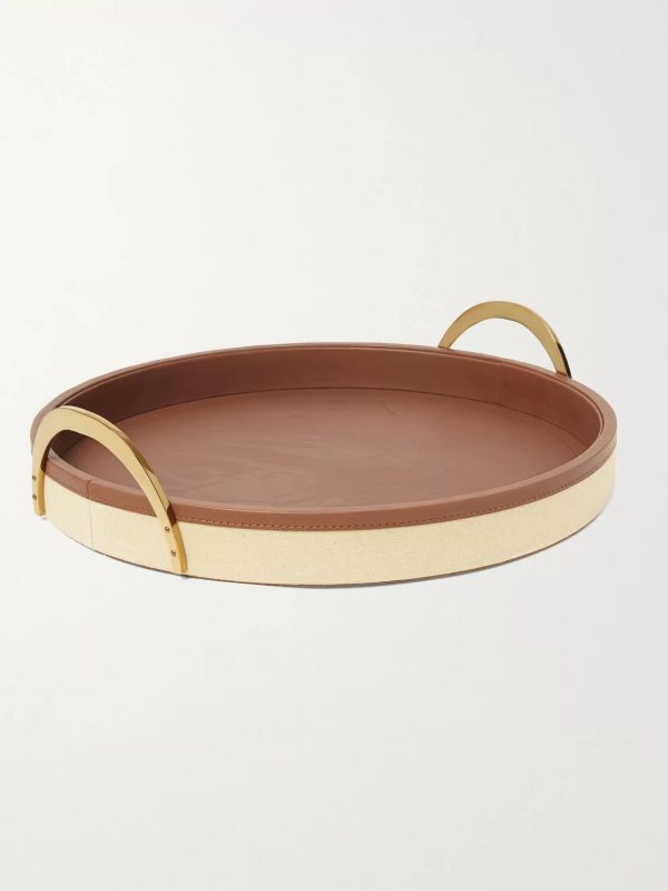 Garrett Canvas, Leather and Brass Tray - BK Garrett Canvas, Leather and Brass Tray - BK