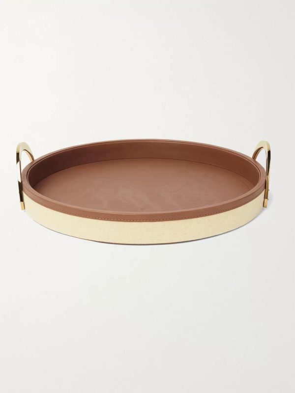 Garrett Canvas, Leather and Brass Tray Garrett Canvas, Leather and Brass Tray