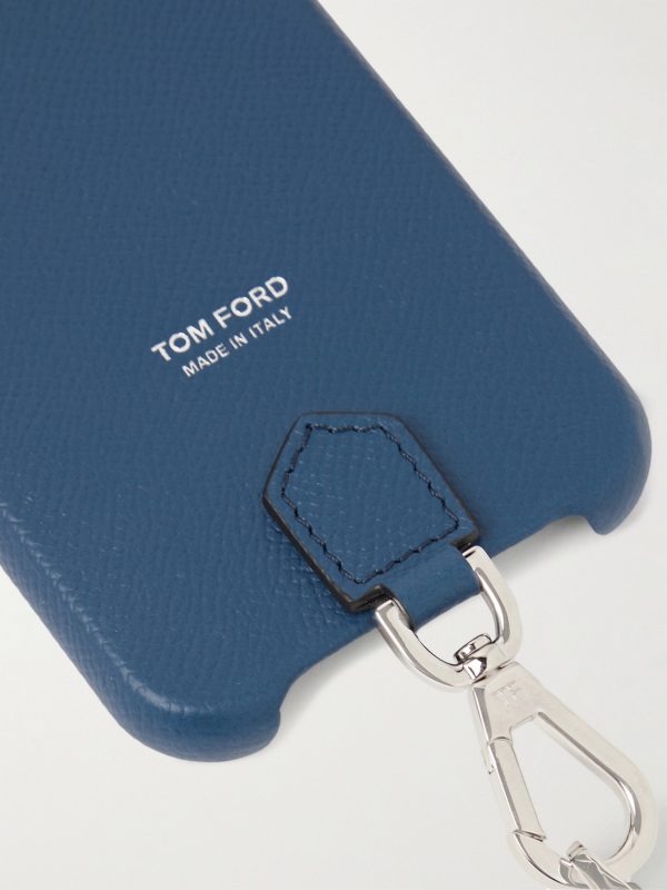 Logo-Print Full-Grain Leather iPhone 11 Pro Case with Lanyard - CU