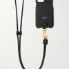 Logo-Print Full-Grain Leather iPhone 11 Pro Case with Lanyard