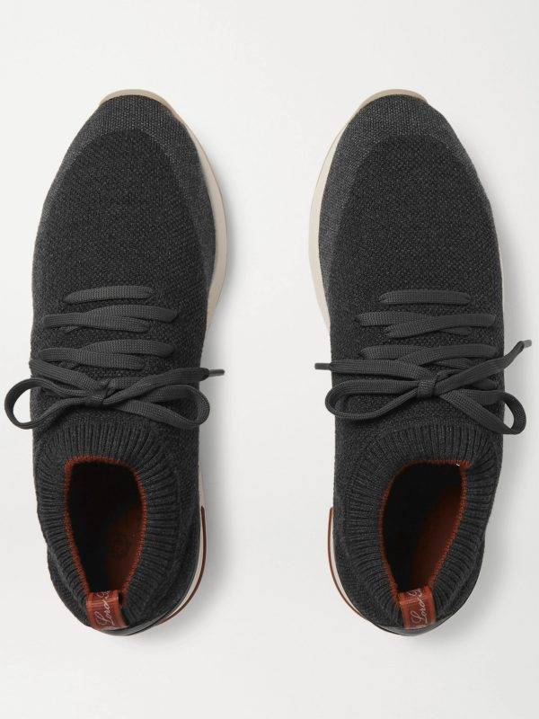 360 Flexy Walk Leather-Trimmed Knitted Wish Wool Sneakers - E3 360 Flexy Walk Leather-Trimmed Knitted Wish Wool Sneakers - E3