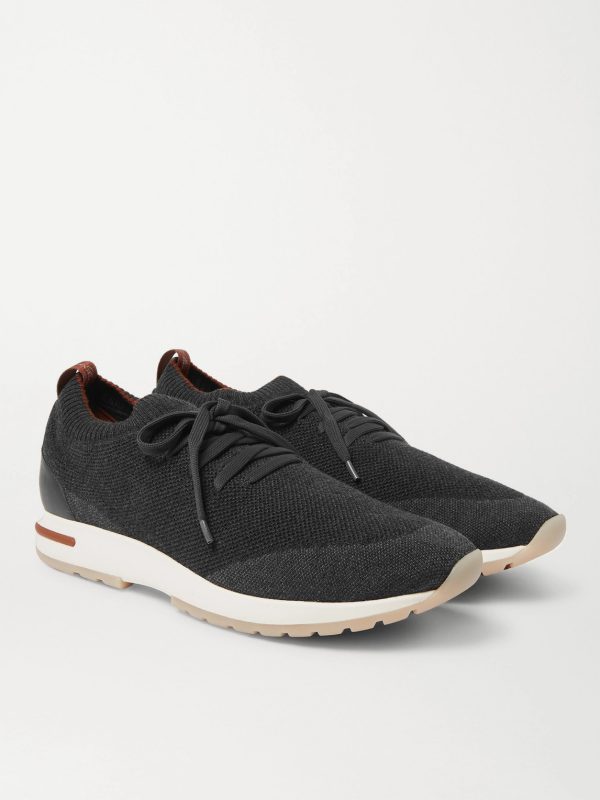 360 Flexy Walk Leather-Trimmed Knitted Wish Wool Sneakers - FR 360 Flexy Walk Leather-Trimmed Knitted Wish Wool Sneakers - FR