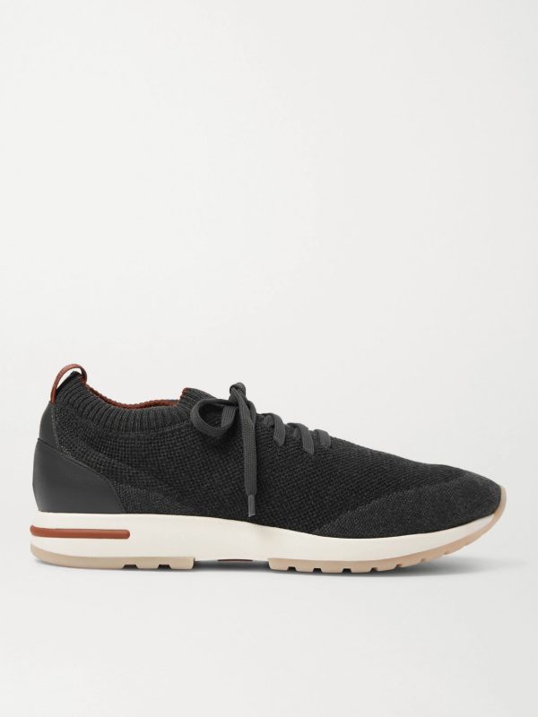 360 Flexy Walk Leather-Trimmed Knitted Wish Wool Sneakers 360 Flexy Walk Leather-Trimmed Knitted Wish Wool Sneakers