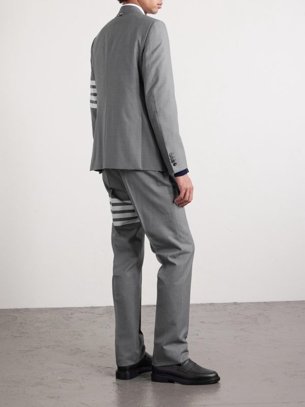 Grey Slim-Fit Striped Wool Suit Jacket - BK Grey Slim-Fit Striped Wool Suit Jacket - BK