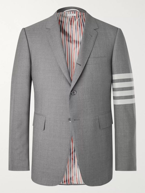 Grey Slim-Fit Striped Wool Suit Jacket Grey Slim-Fit Striped Wool Suit Jacket