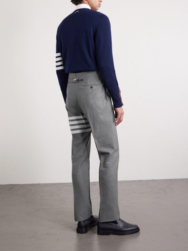 Grey Slim-Fit Tapered Striped Wool Suit Trousers - BK Grey Slim-Fit Tapered Striped Wool Suit Trousers - BK