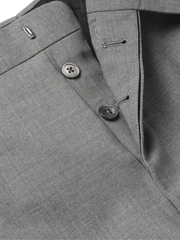 Grey Slim-Fit Tapered Striped Wool Suit Trousers - E1 Grey Slim-Fit Tapered Striped Wool Suit Trousers - E1