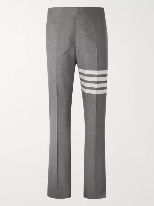 Grey Slim-Fit Tapered Striped Wool Suit Trousers Grey Slim-Fit Tapered Striped Wool Suit Trousers