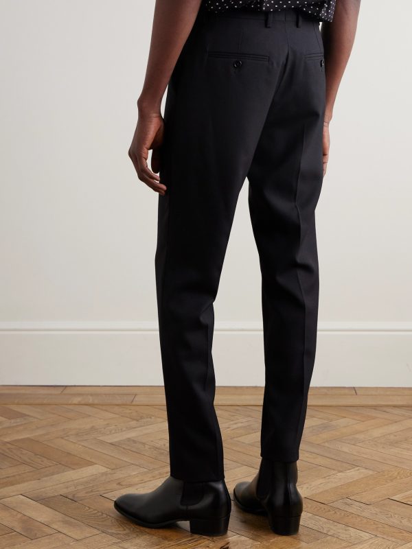 Slim-Fit Worsted Wool-Gabardine Suit Trousers - BK Slim-Fit Worsted Wool-Gabardine Suit Trousers - BK