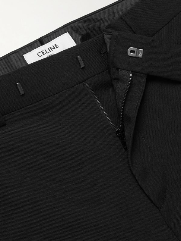 Slim-Fit Worsted Wool-Gabardine Suit Trousers - E1 Slim-Fit Worsted Wool-Gabardine Suit Trousers - E1