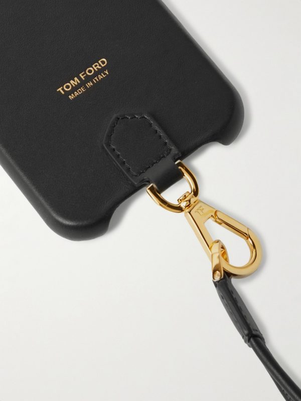 Logo-Print Leather iPhone 11 Pro Case with Lanyard - CU Logo-Print Leather iPhone 11 Pro Case with Lanyard - CU