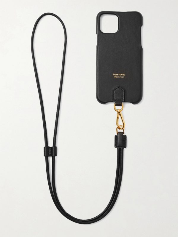 Logo-Print Leather iPhone 11 Pro Case with Lanyard Logo-Print Leather iPhone 11 Pro Case with Lanyard