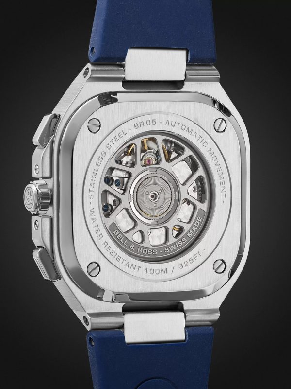 BR 05 Automatic Chronograph 42mm Stainless Steel and Rubber Watch, Ref.No. BR05C-BUBU-ST/SRB - BK BR 05 Automatic Chronograph 42mm Stainless Steel and Rubber Watch, Ref.No. BR05C-BUBU-ST/SRB - BK