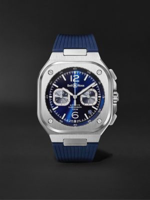 BR 05 Automatic Chronograph 42mm Stainless Steel and Rubber Watch, Ref.No. BR05C-BUBU-ST/SRB