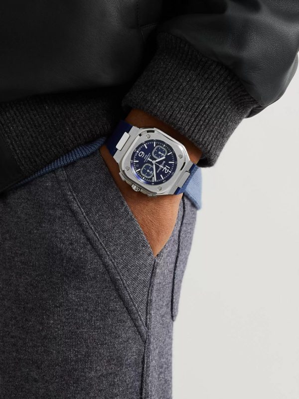 BR 05 Automatic Chronograph 42mm Stainless Steel and Rubber Watch, Ref.No. BR05C-BUBU-ST/SRB - OU BR 05 Automatic Chronograph 42mm Stainless Steel and Rubber Watch, Ref.No. BR05C-BUBU-ST/SRB - OU