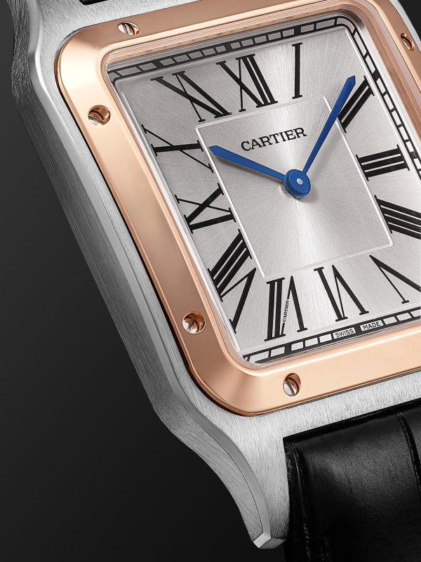 Santos-Dumont Hand-Wound 33.9mm Extra Large 18-Karat Rose Gold, Steel and Alligator Watch, Ref. No. W2SA0017 - CU Santos-Dumont Hand-Wound 33.9mm Extra Large 18-Karat Rose Gold, Steel and Alligator Watch, Ref. No. W2SA0017 - CU