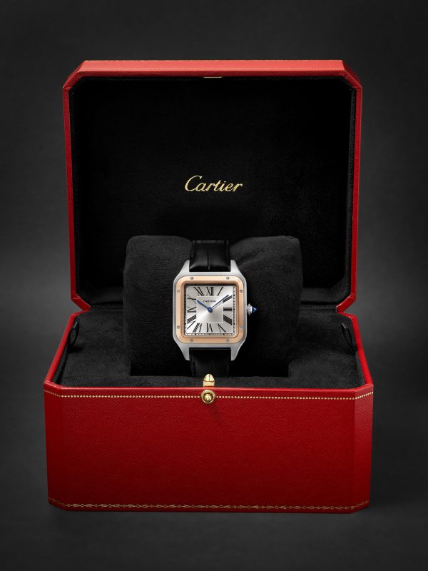 Santos-Dumont Hand-Wound 33.9mm Extra Large 18-Karat Rose Gold, Steel and Alligator Watch, Ref. No. W2SA0017 - E3 Santos-Dumont Hand-Wound 33.9mm Extra Large 18-Karat Rose Gold, Steel and Alligator Watch, Ref. No. W2SA0017 - E3