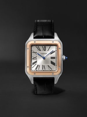 Santos-Dumont Hand-Wound 33.9mm Extra Large 18-Karat Rose Gold, Steel and Alligator Watch, Ref. No. W2SA0017