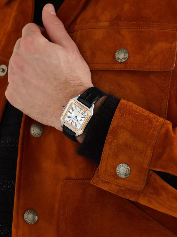 Santos-Dumont Hand-Wound 33.9mm Extra Large 18-Karat Rose Gold, Steel and Alligator Watch, Ref. No. W2SA0017 - OU Santos-Dumont Hand-Wound 33.9mm Extra Large 18-Karat Rose Gold, Steel and Alligator Watch, Ref. No. W2SA0017 - OU
