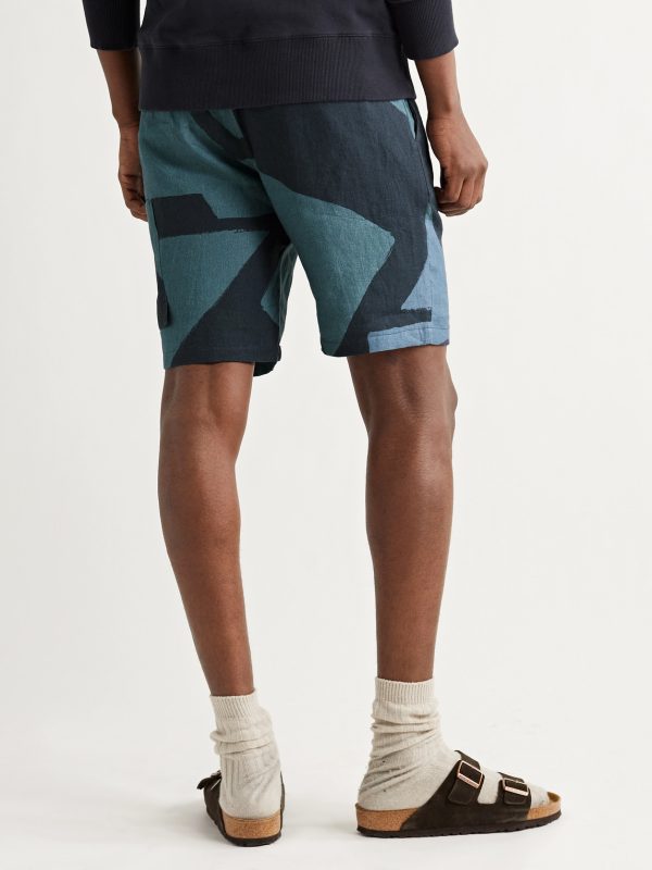 Assembly Printed Linen Drawstring Cargo Shorts - BK
