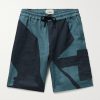 Assembly Printed Linen Drawstring Cargo Shorts