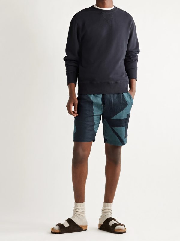 Assembly Printed Linen Drawstring Cargo Shorts - OU