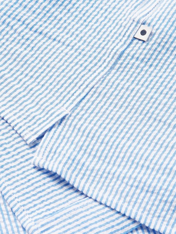Miyagi Camp-Collar Striped Seersucker Shirt - E1 Miyagi Camp-Collar Striped Seersucker Shirt - E1