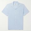 Miyagi Camp-Collar Striped Seersucker Shirt Miyagi Camp-Collar Striped Seersucker Shirt