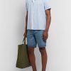 Miyagi Camp-Collar Striped Seersucker Shirt - OU Miyagi Camp-Collar Striped Seersucker Shirt - OU