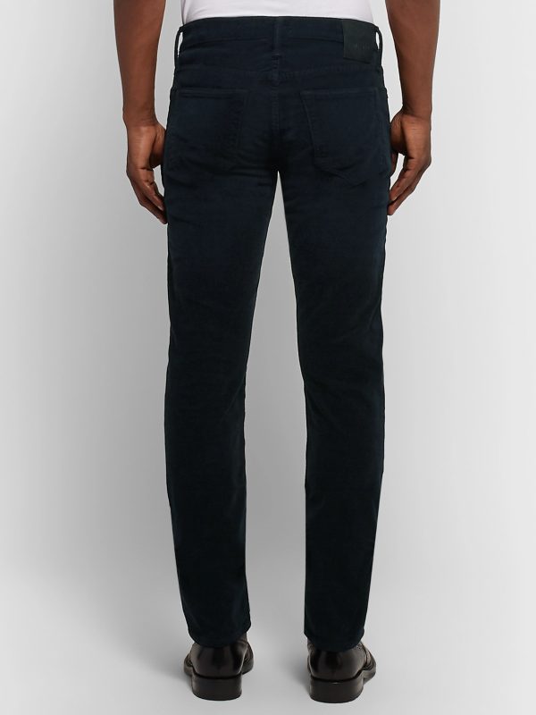 Midnight-Blue Slim-Fit Stretch-Cotton Corduroy Trousers - BK