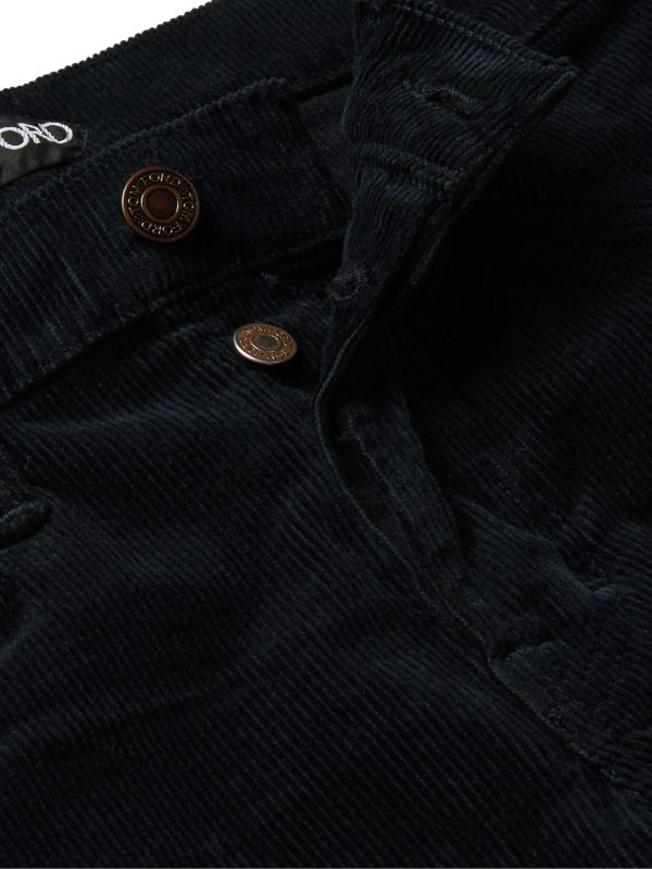 Midnight-Blue Slim-Fit Stretch-Cotton Corduroy Trousers - E1