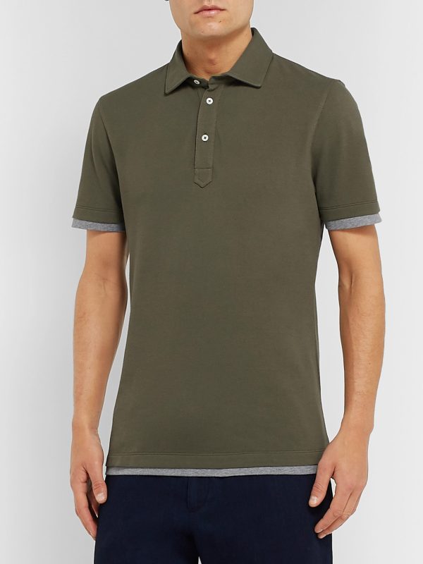Slim-Fit Layered Cotton-Piqué Polo Shirt - FR
