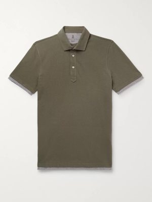 Slim-Fit Layered Cotton-Piqué Polo Shirt Slim-Fit Layered Cotton-Piqué Polo Shirt