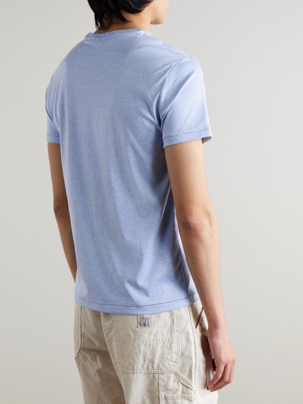 Slim-Fit Logo-Embroidered Mélange Pima Cotton-Jersey T-Shirt - BK Slim-Fit Logo-Embroidered Mélange Pima Cotton-Jersey T-Shirt - BK
